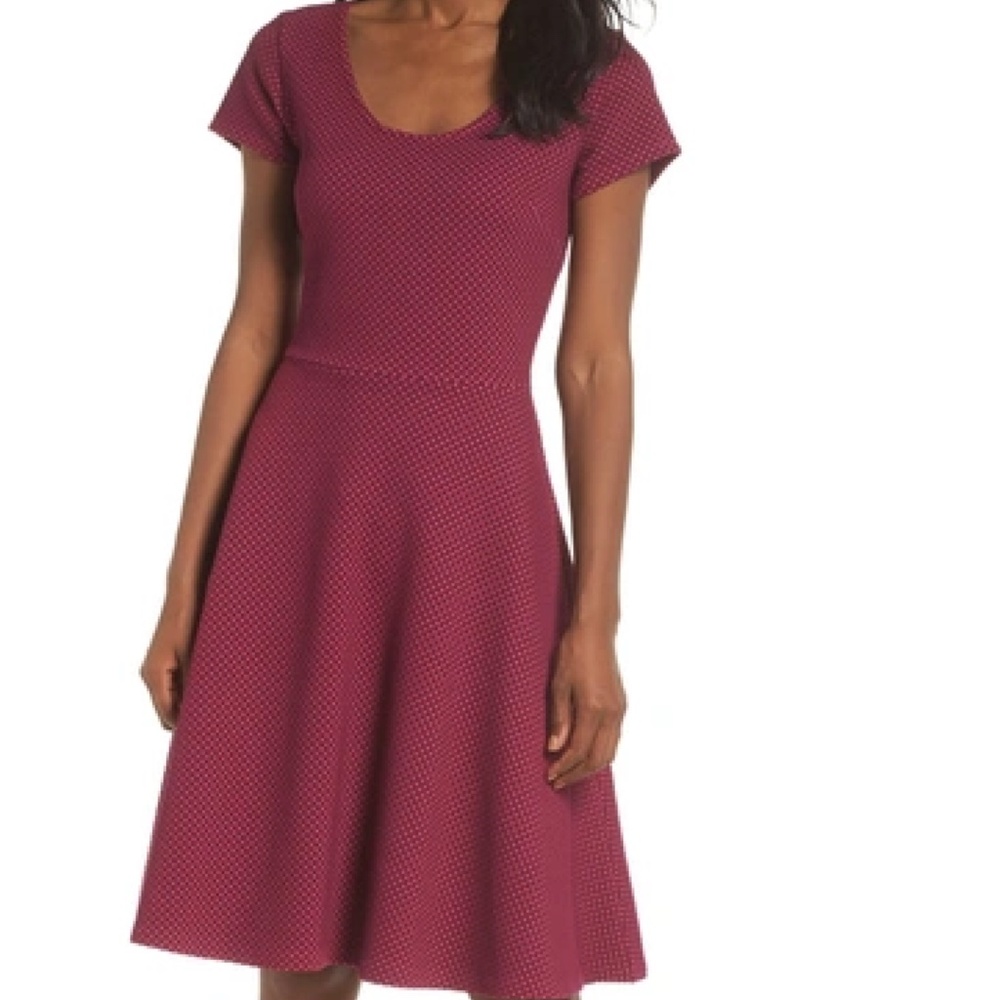 NWT Leota Circle Honeycomb Jacquard Raspberry Radiance Dress Small
